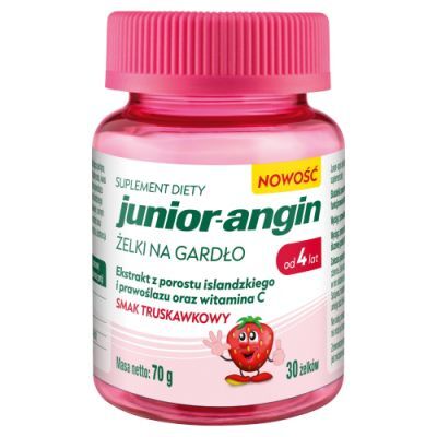 Junior-Angin Żelki na gardło smak truskawkowy, 30 szt.