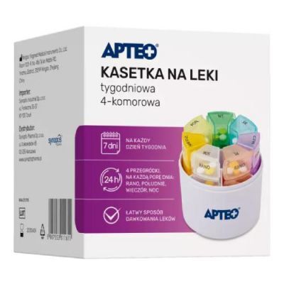Kasetka na leki tygodniowa 4-komorowa APTEO