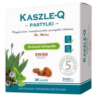 KASZLE-Q Pastylki 24 pastylki do ssania na kaszel i ból gardła