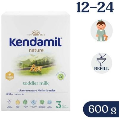 Kendamil Nature 3 HMO+ Produkt w proszku na bazie białka krowiego dla dzieci po 12 miesiącu, 600 g