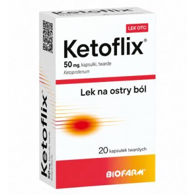 Ketoflix 50 mg Lek na ostry ból, 20 kapsułek twardych