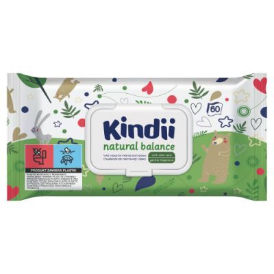 KINDII Chusteczki nawilżane Natural Balance dla niemowląt 60 sztuk