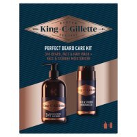 King C. Gillette Perfect Beard Care Zestaw Szampon do brody, twarzy i włosów, 350 ml + Krem nawilżający dla mężczyzn, 100 ml