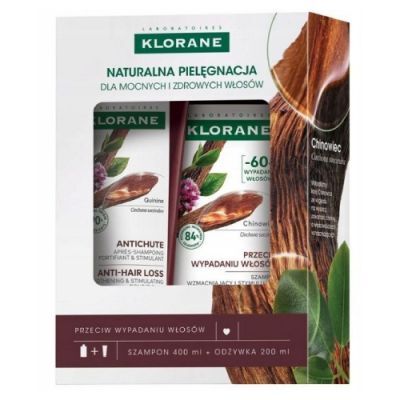 Klorane Chinowiec Zestaw przeciw wypadaniu włosów Szampon wzmacniający, 400 ml + Odżywka wzmacniająca, 200 ml