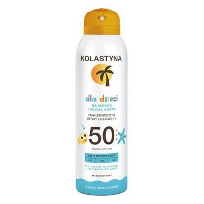 KOLASTYNA Transparentny spray ochronny na suchą i mokrą skórę dla dzieci SPF 50, 150 ml