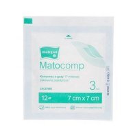 MATOCOMP Kompresy Z Gazy 17-nitkowej 12-warstwowe 7cm x 7cm, 3 szt.