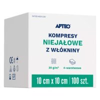 KOMPRESY Z WŁÓKNINY NIEJAŁOWE 4-warstwowe 10 cm x 10 cm 100 sztuk APTEO CARE