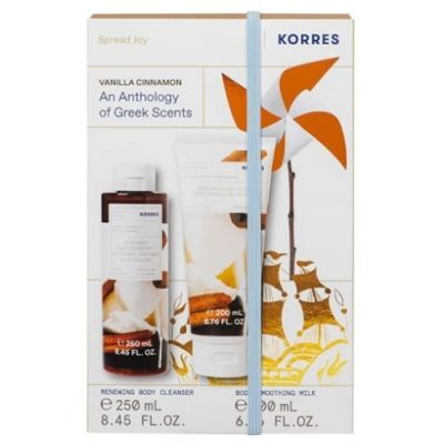 Korres Zestaw Spread Joy Vanilla Cinnamon (Żel pod prysznic, 250 ml + Mleczko do ciała, 200 ml)
