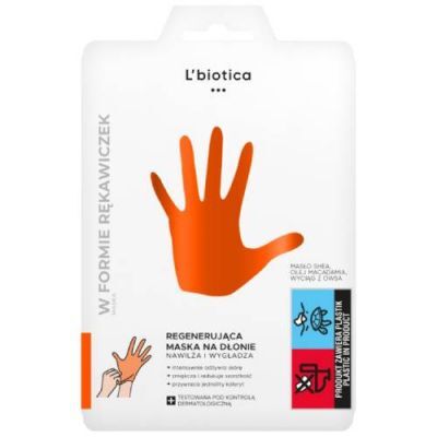 L'biotica Regenerująca maseczka na dłonie w postaci nasączonych rękawiczek, 26 g