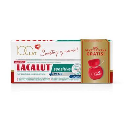Lacalut Sensitiv Plus Pasta do zębów wrażliwych, 75 ml + nić dentystyczna