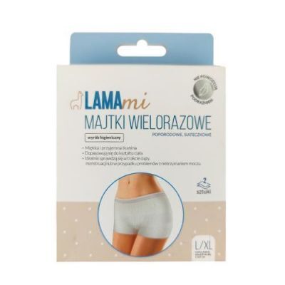 LAMAmi Majtki wielorazowe poporodowe siateczkowe L/XL, 2 szt. KRÓTKA DATA 31.05.2026