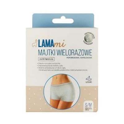 LAMAmi Majtki wielorazowe poporodowe siateczkowe S/M, 2 szt. KRÓTKA DATA 31.05.2026