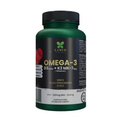 LANCO NUTRITIONS Omega 3 D3 + K2 MK-7 + Witamina E, 60kaps.