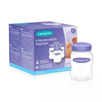 LANSINOH Butelka do przechowywania pokarmu, 4 sztuki x 160 ml