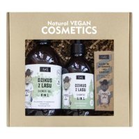 LAQ Zestaw prezentowy Dzikus z lasu: Żel pod prysznic, 500ml + Szampon do włosów, 300ml + Olejek do brody przed i po goleniu, 30ml