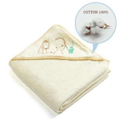 Libra- Babies Okrycie kąpielowe z kapturkiem 95cmx95cm Ecru