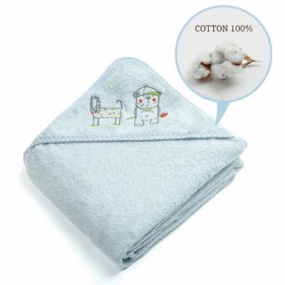 Libra- Babies Okrycie kąpielowe z kapturkiem 95cmx95cm Niebieskie