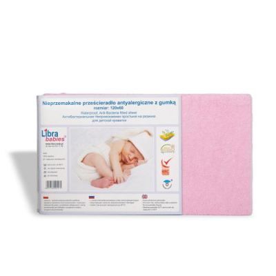 Libra-Babies Prześcieradło nieprzemakalne 120x60cm różowe