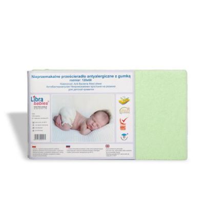 Libra-Babies Prześcieradło nieprzemakalne 120x60cm zielone jabłuszko