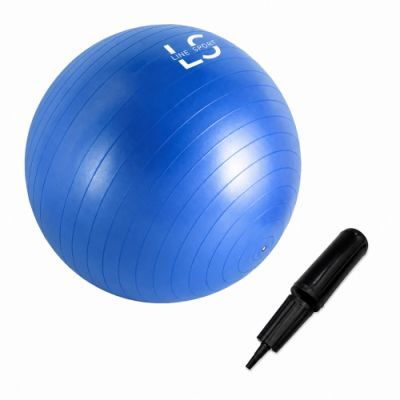 Line Sport Piłka gimnastyczna do ćwiczeń z pompką, 65 cm, niebieska