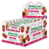 Lizak MNIAM-MNIAM Na Odporność bez cukru o smaku malinowym DISPLAY 40 sztuk