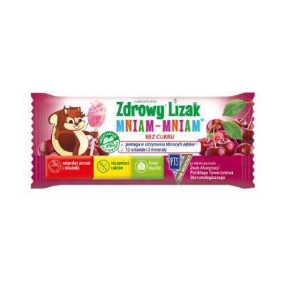 Zdrowy Lizak Mniam-Mniam Wiśnia bez cukru kształt łezki, 1 sztuka