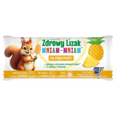 Lizak MNIAM-MNIAM o smaku ananasowym bez cukru ŁEZKA 1 sztuka