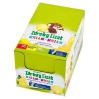 Lizak MNIAM-MNIAM z witaminą C i D o smaku cytrynowym DISPLAY 40 sztuk