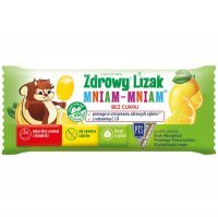 Lizak MNIAM-MNIAM o smaku cytrynowym bez cukru z witaminami C i D ŁEZKA 1 sztuka DATA 30.05.2024