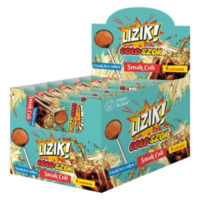 LIZIK! Coloszok Lizak bez cukru o smaku coli, 30 szt.