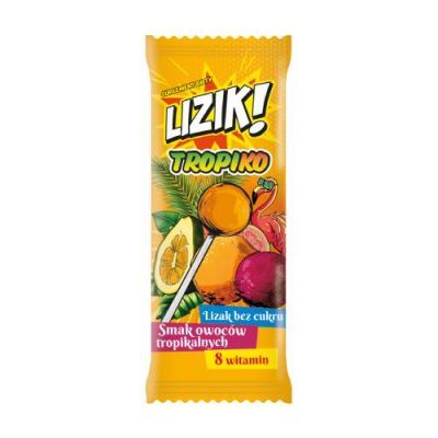 LIZIK! Tropiko Lizak bez cukru o smaku owoców tropikalnych, 1 szt.