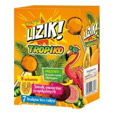 LIZIK! Tropiko Lizak Bez Cukru o Smaku Owoców Tropikalnych, 7 szt.