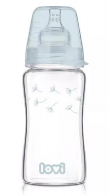 LOVI DIAMOND GLASS Butelka niemowlęca szklana 250ml 74/205 Botanic