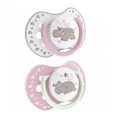 LOVI Night&Day Girl Smoczek silikonowy dynamiczny hippo 6-18m, 2szt. 22/811