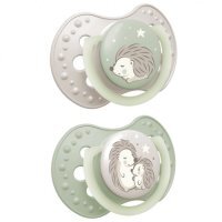 LOVI Smoczek silikonowy dynamiczny 0-6m Night&amp;Day Hedgehog 22/929, 2 szt.