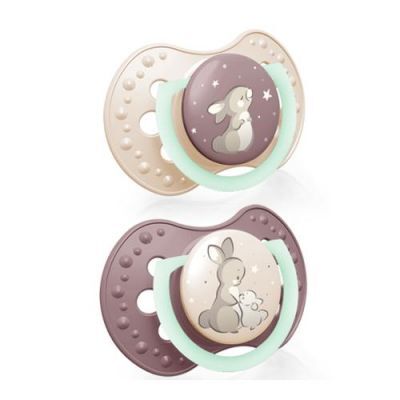 LOVI Smoczek silikonowy dynamiczny 3-6 m Night&Day Girl 22/914, 2szt.