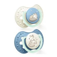LOVI Smoczek silikonowy dynamiczny 6-18 m Night&amp;Day Boy 22/915, 2szt.