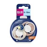 Lovi Smoczek silikonowy dynamiczny Prime 6-18 m Ivory Glow/Blush Glow 34/437​, 2 szt.