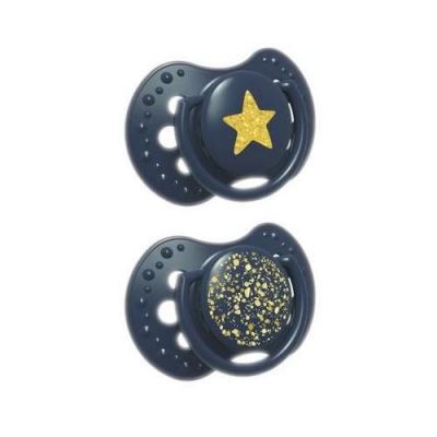 LOVI Smoczek uspokajający silikonowy Stardust Blue 6-18m 22/894, 2szt.