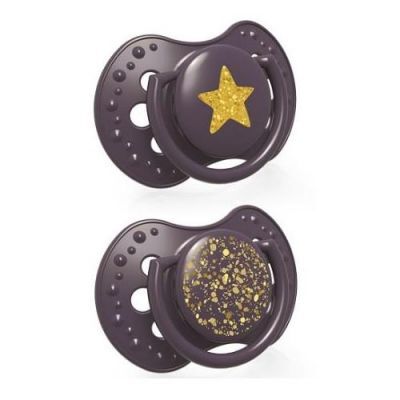 LOVI Smoczek uspokajający silikonowy Stardust Violet 3-6m 22/893, 2szt.