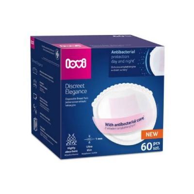 Lovi Wkładki laktacyjne antybakteryjne Discreet Elegance białe, 60 szt.