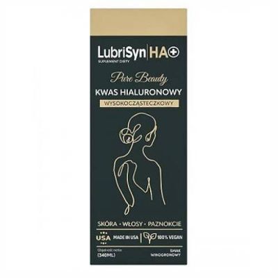 LubriSyn HA+ Pure Beauty kwas hialuronowy wysokocząsteczkowy smak winogronowy, 340 ml