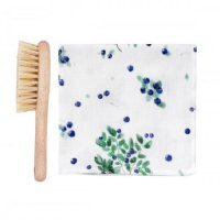 LULLALOVE Szczotka na ciemieniuchę z myjką - jagódki