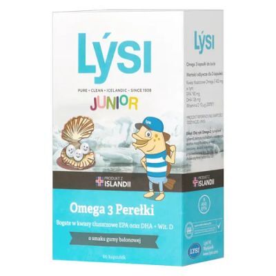 Lysi Junior Omega 3 Perełki guma balonowa, 60 kaps.