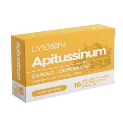 ŁYSOŃ APITUSSINUM pastylki na gardło propolis i pyłek kwiatowy, 16past.