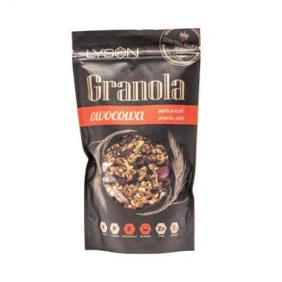 ŁYSOŃ Granola owocowa z miodem i pyłkiem pszczelim, 300 g