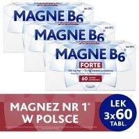 MAGNE B6 FORTE 60 tabletek x 3 , uzupełnia niedobory magnezu