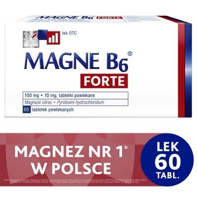 MAGNE B6 FORTE 60 tabletek, uzupełnia niedobory magnezu