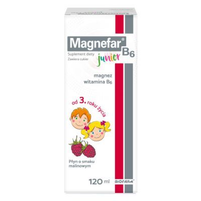 MAGNEFAR B6 JUNIOR syrop o smaku malinowym 120 ml