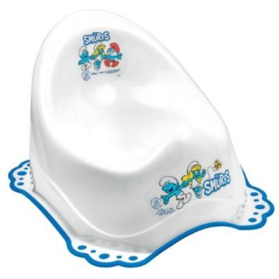 MALTEX Nocnik z gumkami antypoślizgowymi SMERFY, biało-niebieski